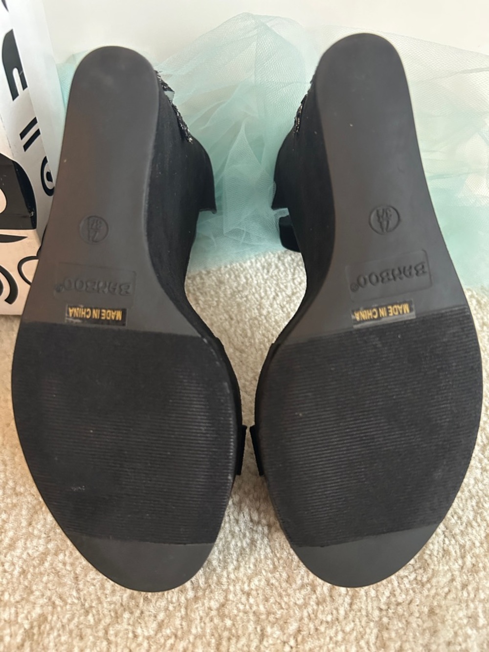 BAMBOO Embellished Ankle-Strap Wedge Sandals Black - Picture 8 of 12